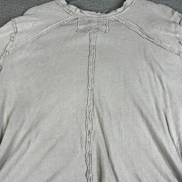 Free People We The Free Tee Womens Small Oatmeal Oversized Flax Linen Boyfriend - Picture 8 of 12